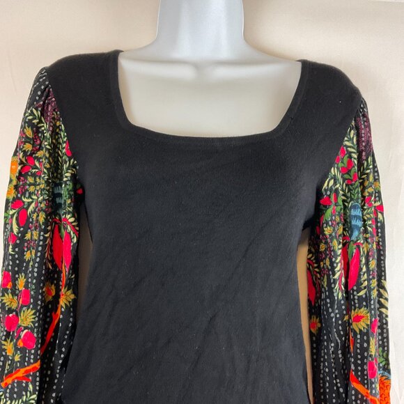Blink London Top XXS Black Bodice Long Multi-Colored Sleeve Knit - Picture 3 of 10